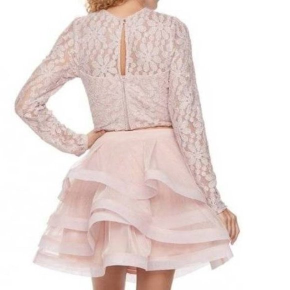 Womens Prom Dress Speechless Pink 5 Party Fit Flare 2 Pc Crop Top Skater Skirt - Picture 2 of 12